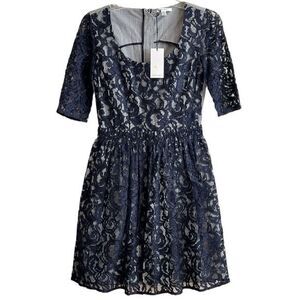 Carven Blue Lace Pattern Mini Dress, S/US4/FR36